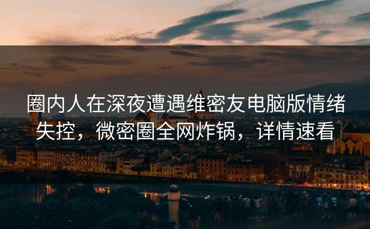圈内人在深夜遭遇维密友电脑版情绪失控，微密圈全网炸锅，详情速看