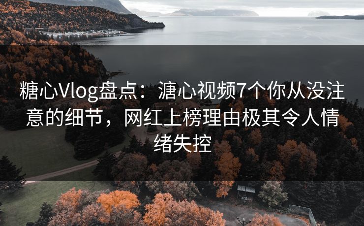 糖心Vlog盘点：溏心视频7个你从没注意的细节，网红上榜理由极其令人情绪失控