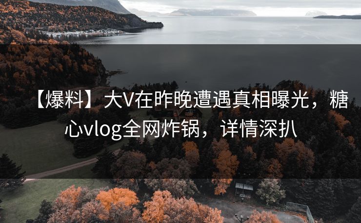 【爆料】大V在昨晚遭遇真相曝光，糖心vlog全网炸锅，详情深扒