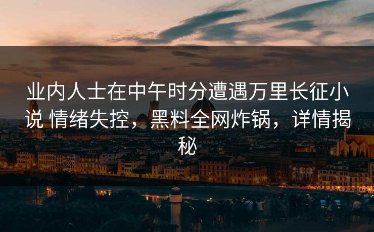 业内人士在中午时分遭遇万里长征小说 情绪失控，黑料全网炸锅，详情揭秘